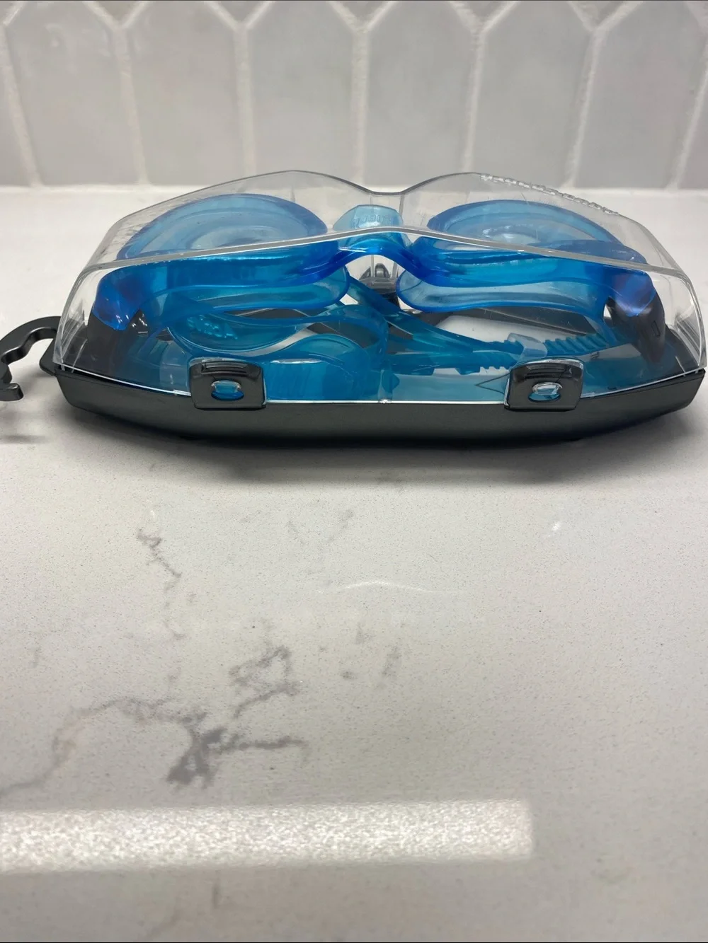 🆕 Kaiman Swim Goggle Made In Italy Clear Lens Light Blue Waterproof Beach Pool